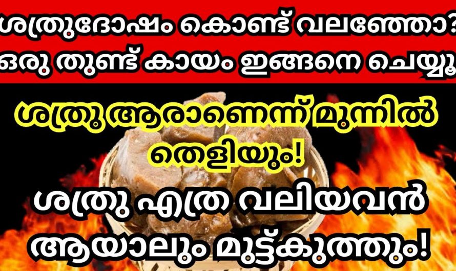 ശത്രുദോഷം ഉണ്ടോ എന്ന് തിരിച്ചറിയുന്നതിനും പരിഹരിക്കുന്നതിനും…