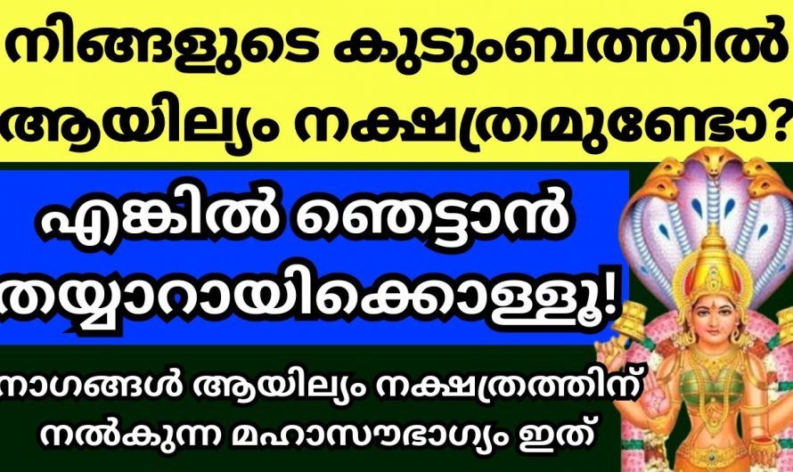 ആയില്യം നക്ഷത്രക്കാർ വീട്ടിലുണ്ടെങ്കിൽ ലഭിക്കുന്ന ഞെട്ടിക്കും ഗുണങ്ങൾ…