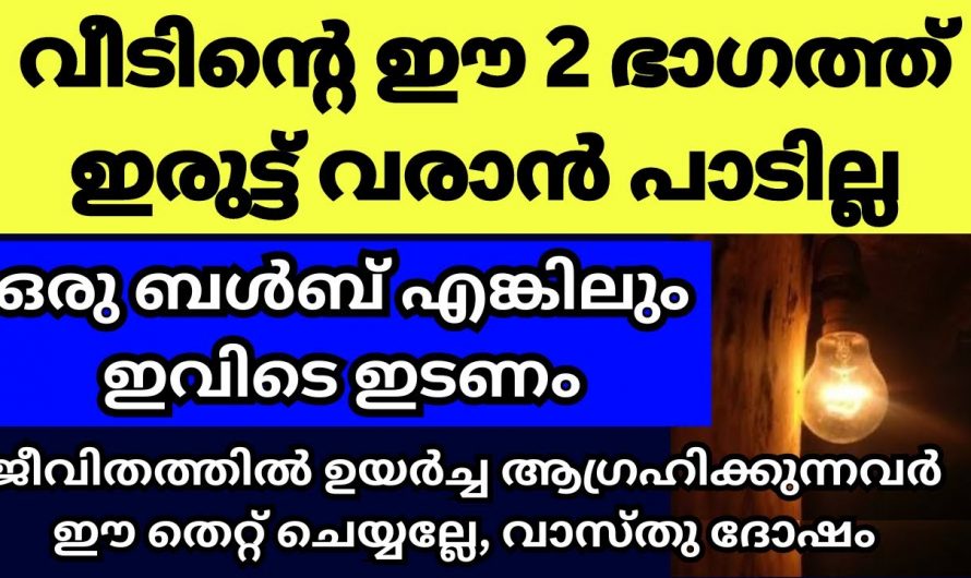 വാസ്തുശാസ്ത്രപ്രകാരം വീട്ടിൽ എപ്പോഴും പ്രകാശം തങ്ങിനിൽക്കേണ്ട ഭാഗത്തെക്കുറിച്ച് അറിയാതിരിക്കല്ലേ.