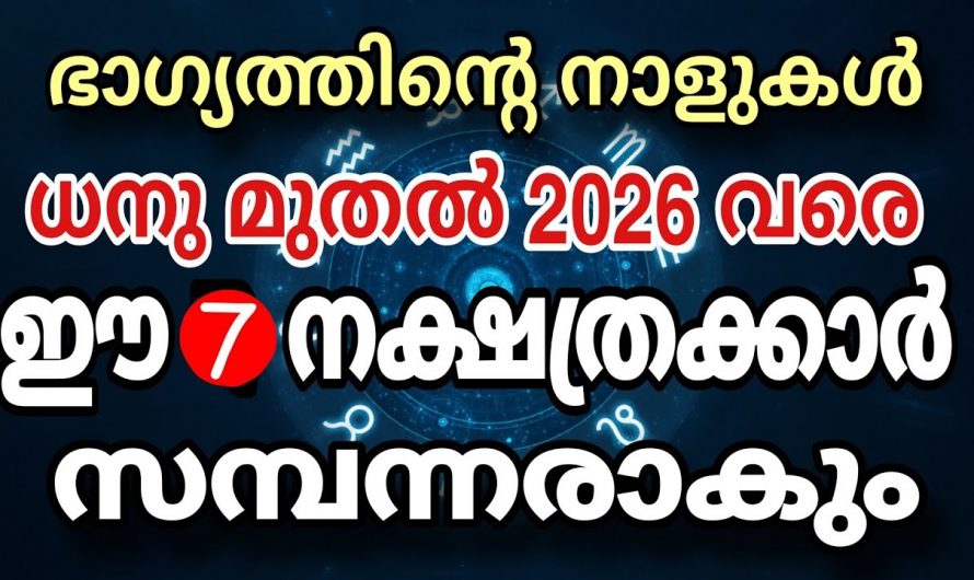 ഈ എഴു നക്ഷത്ര ജാതകർക്ക് 2026 വരെ  വളരെയധികം നല്ല സമയം..