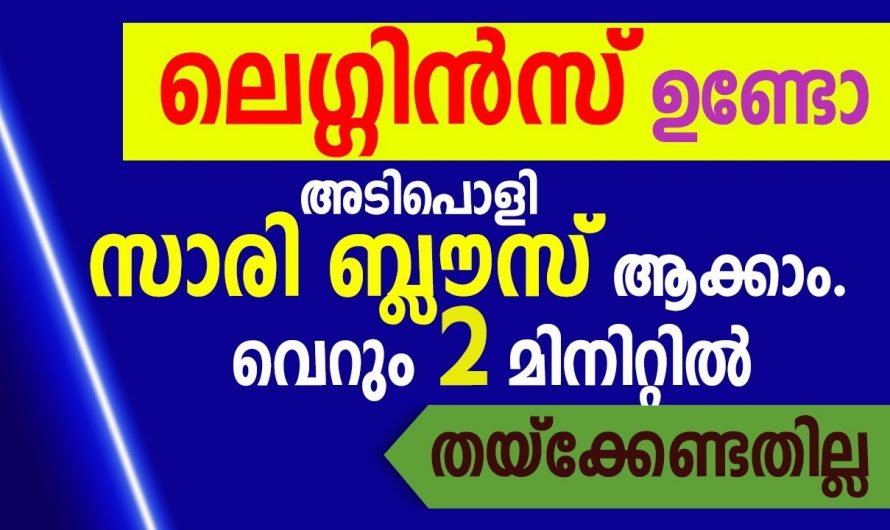 ലെഗിൻസ് ഉപയോഗിച്ച് കിടിലൻ സാരി ബ്ലൗസ് തയ്യാറാക്കാം..